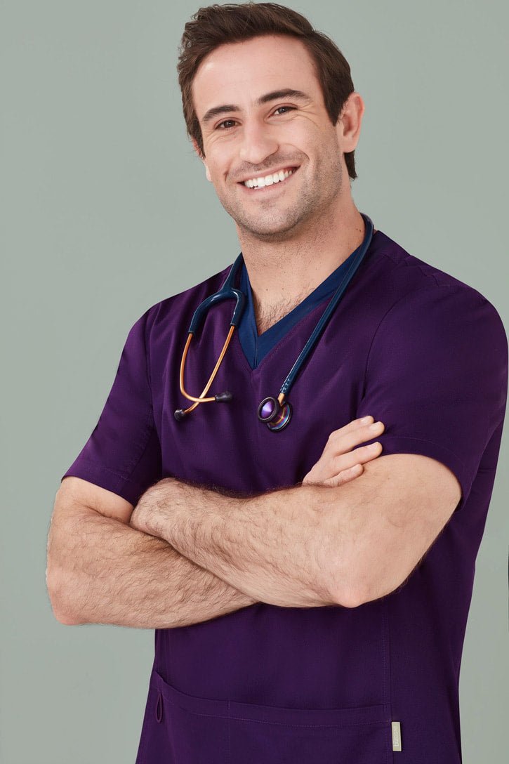 Biz Care Mens Riley V-Neck Scrub Top CST043MS - Icon Tshirts