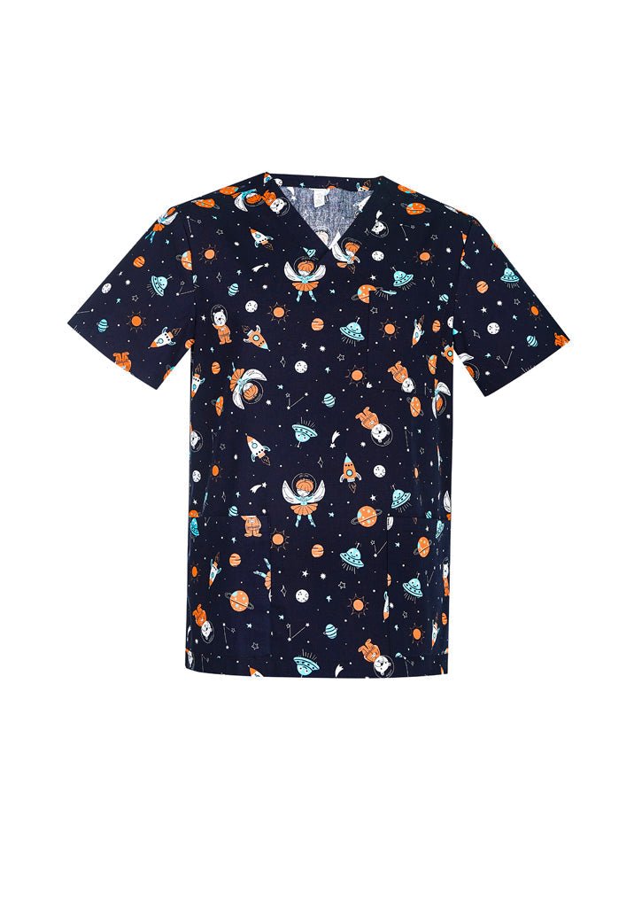 BIZ CARE MENS SPACE PARTY SCRUB TOP CST148MS - Icon Tshirts