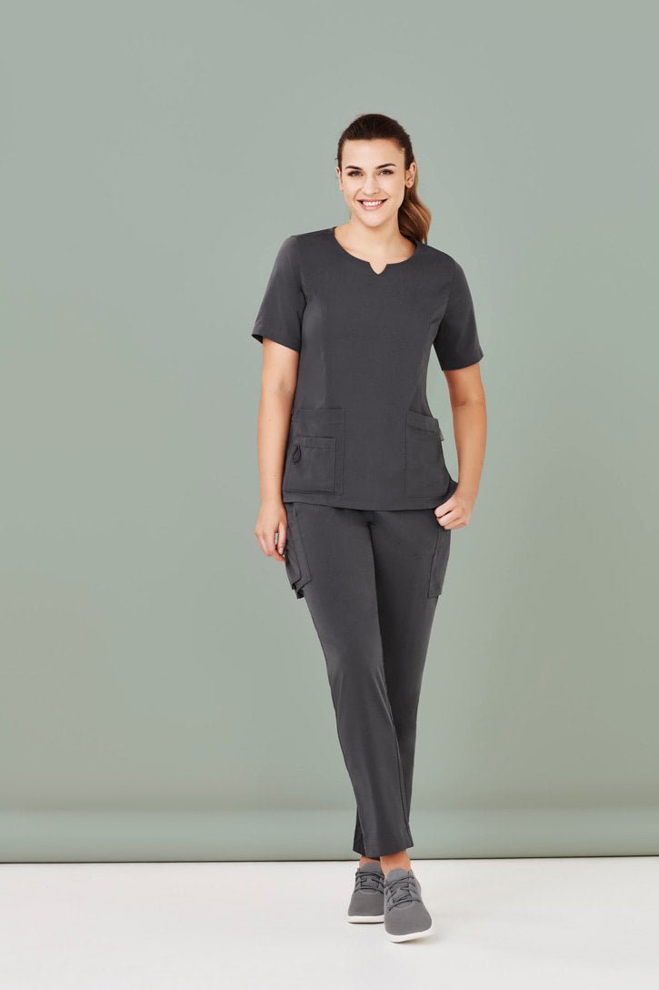 Biz Care Womens Avery Tailored Fit Round Neck Scrub Top CST942LS - Icon Tshirts