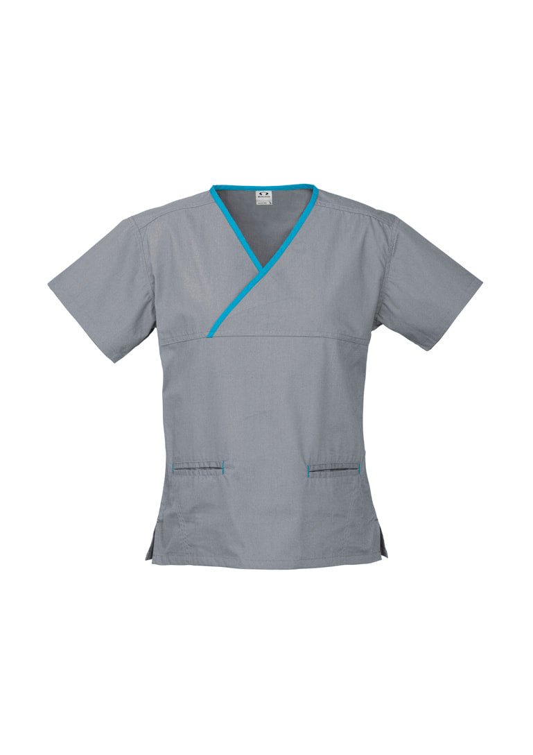 Biz care Womens Contrast Crossover Scrub Top H10722 - Icon Tshirts