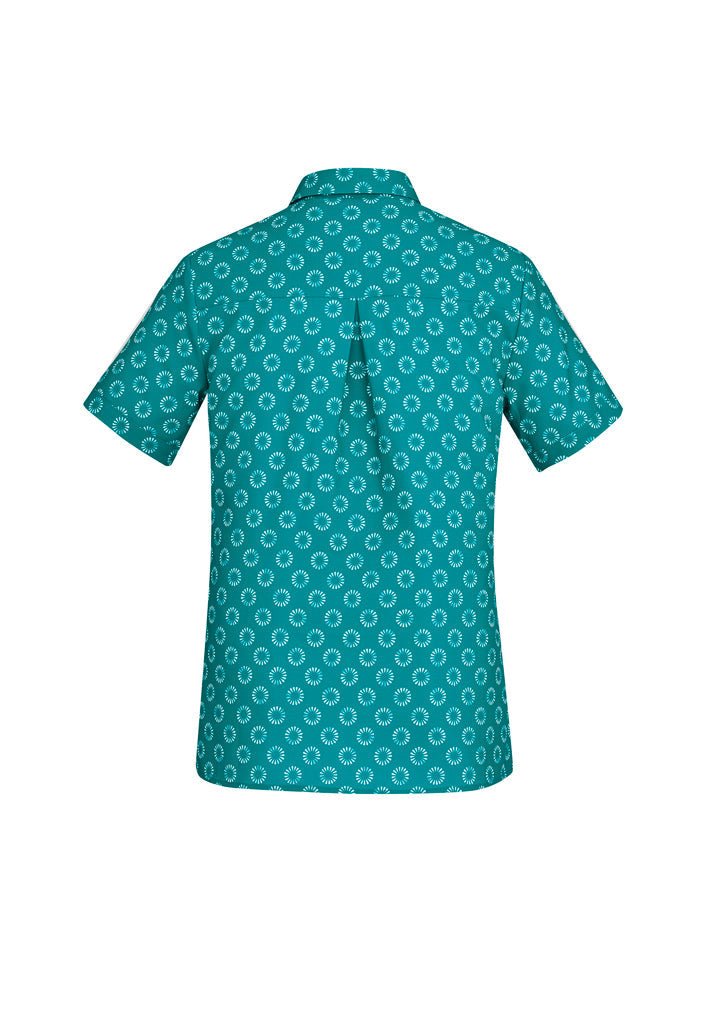 BIZ CARE WOMENS FLORENCE DAISY PRINT SHORT SLEEVE SHIRT CS948LS - Icon Tshirts
