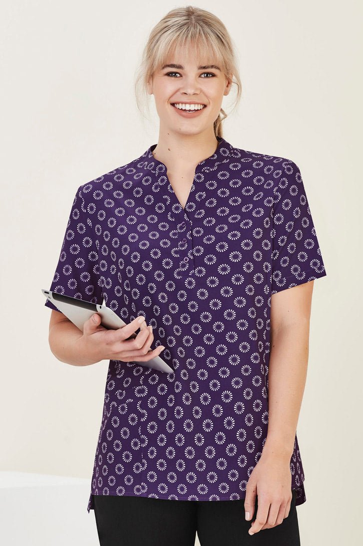 BIZ CARE WOMENS FLORENCE DAISY PRINT TUNIC CS950LS - Icon Tshirts