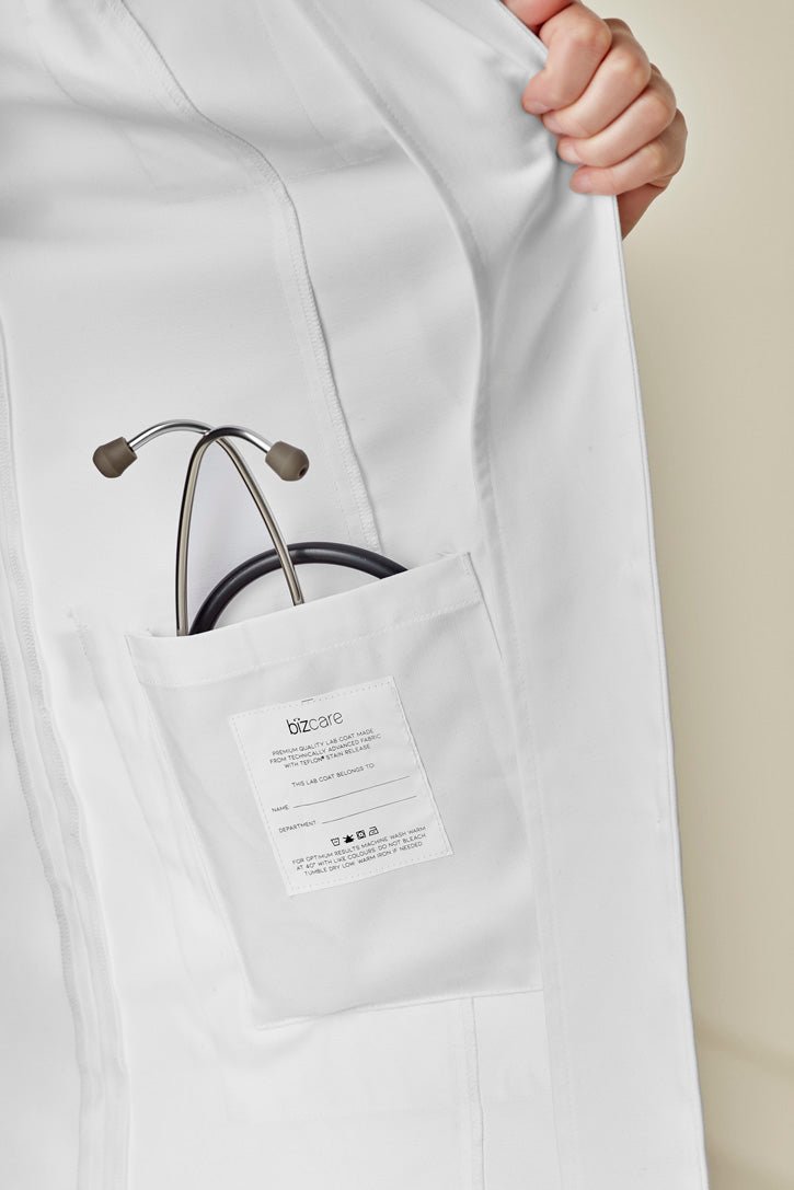BIZ CARE WOMENS HOPE LONG LINE LAB COAT CC144LL - Icon Tshirts