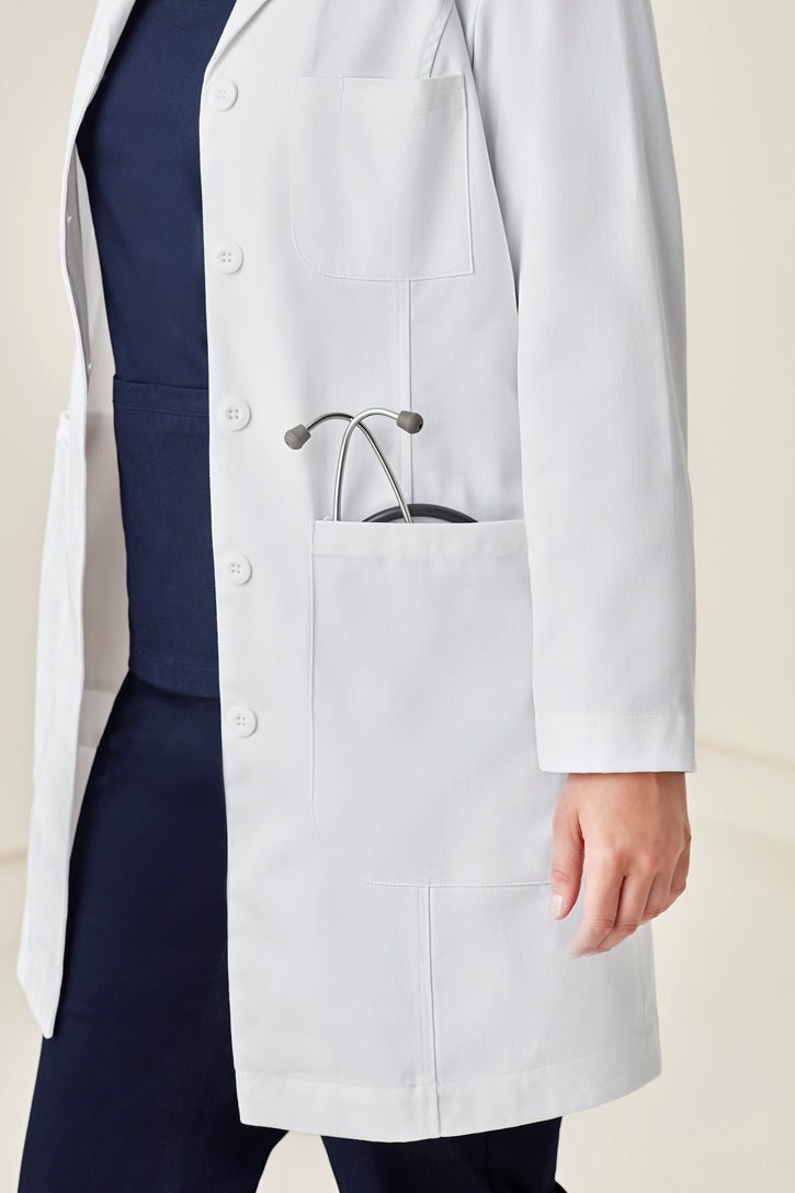 BIZ CARE WOMENS HOPE LONG LINE LAB COAT CC144LL - Icon Tshirts