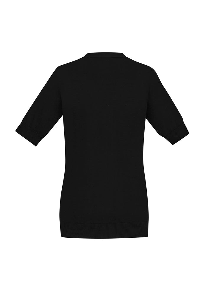BIZ CARE WOMENS ZIP FRONT SHORT SLEEVE KNIT CK962LC - Icon Tshirts