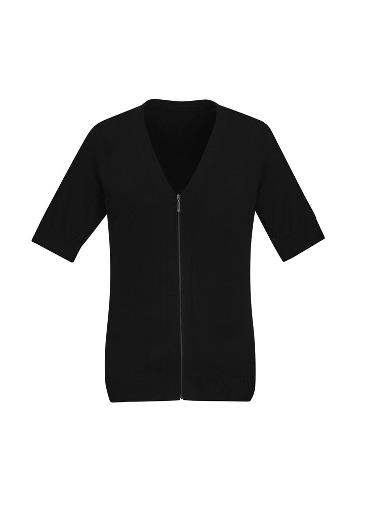 BIZ CARE WOMENS ZIP FRONT SHORT SLEEVE KNIT CK962LC - Icon Tshirts
