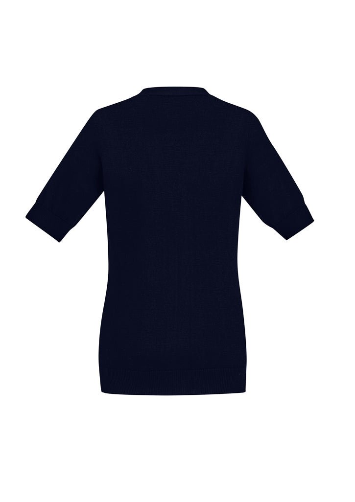 BIZ CARE WOMENS ZIP FRONT SHORT SLEEVE KNIT CK962LC - Icon Tshirts