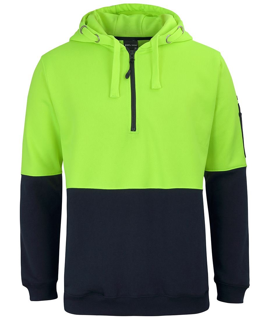 JB's Wear HI VIS 1/2 ZIP HOODIE 6HVHZ - Icon Tshirts