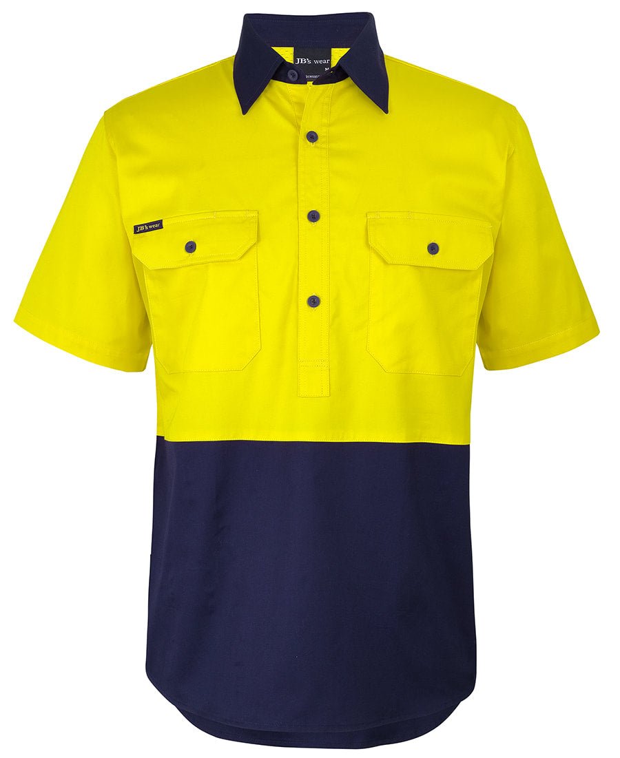 JB's Wear HI VIS CLOSE FRONT S/S 150G WORK SHIRT 6HVCW - Icon Tshirts