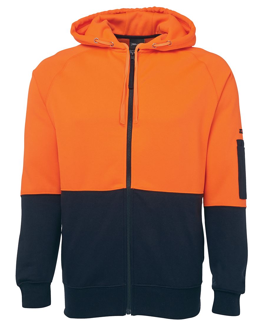 JB's Wear Hi Vis Full Zip Fleecy Hoodie 6HVH - Icon Tshirts