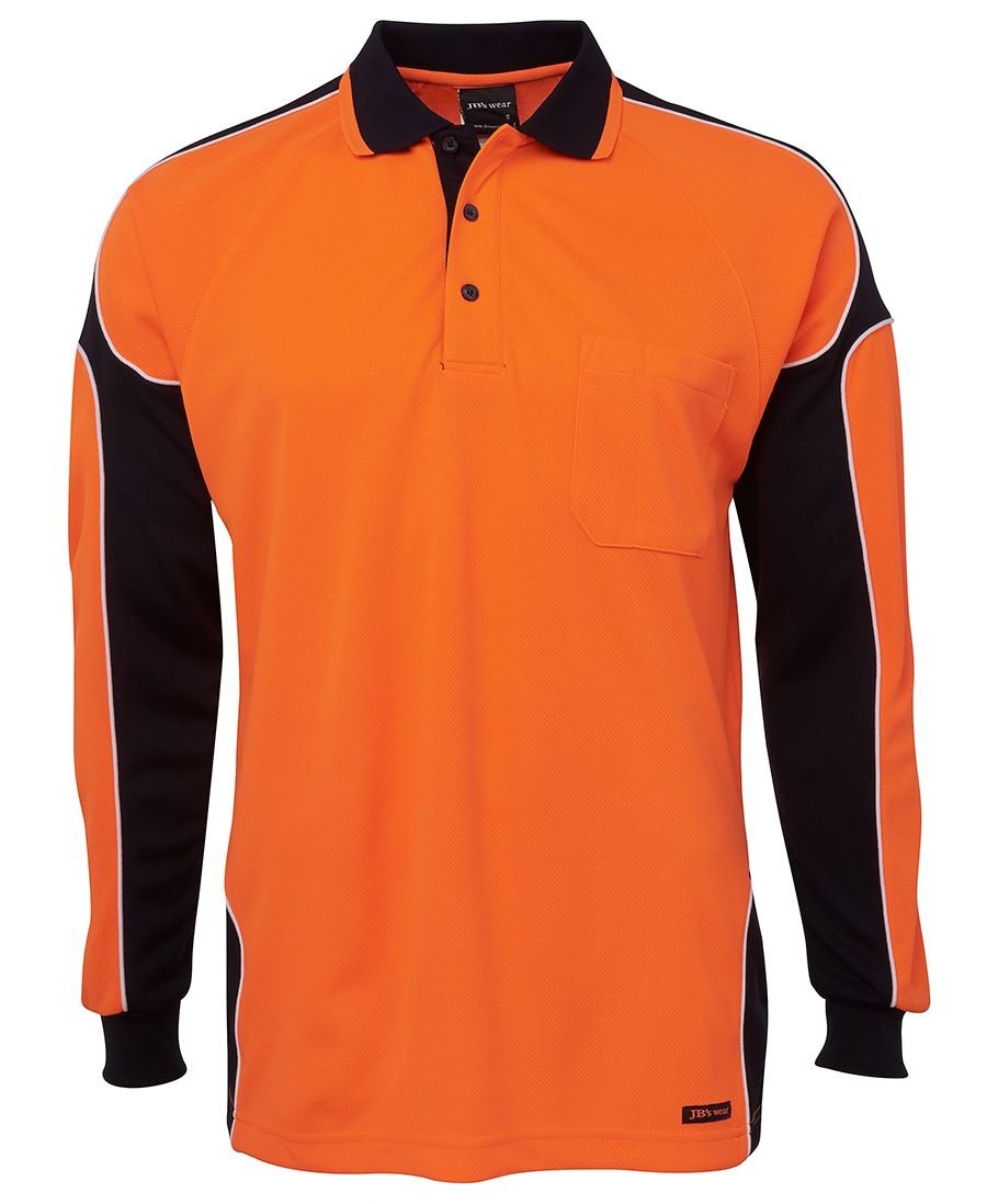 JB's Wear Hi Vis L/S Arm Panel Polo 6AP4L - Icon Tshirts