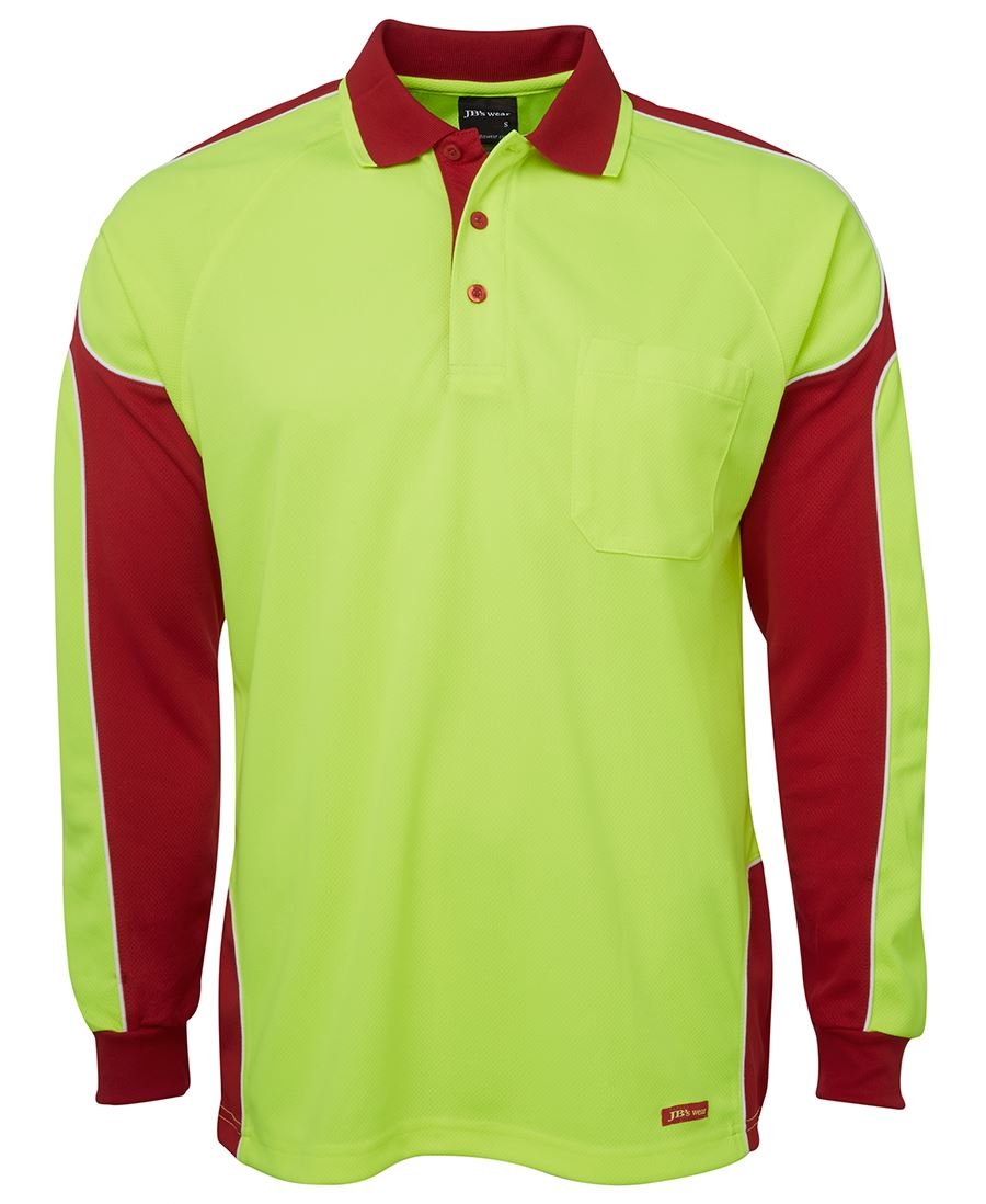 JB's Wear Hi Vis L/S Arm Panel Polo 6AP4L - Icon Tshirts