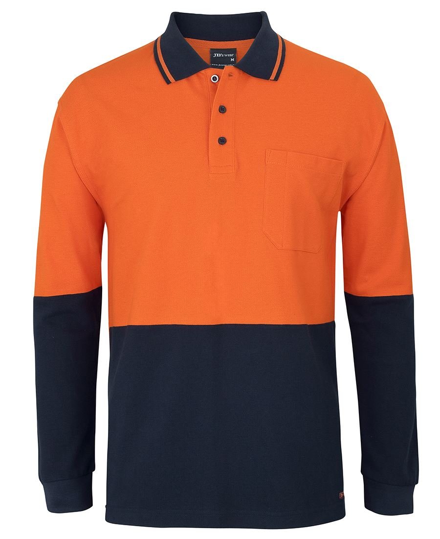 JB's Wear HI VIS L/S COTTON PIQUE TRAD POLO 6HVQL - Icon Tshirts