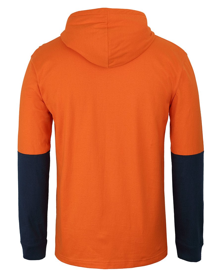 JB's Wear HI VIS L/S COTTON TEE WITH HOOD 6HCTL - Icon Tshirts