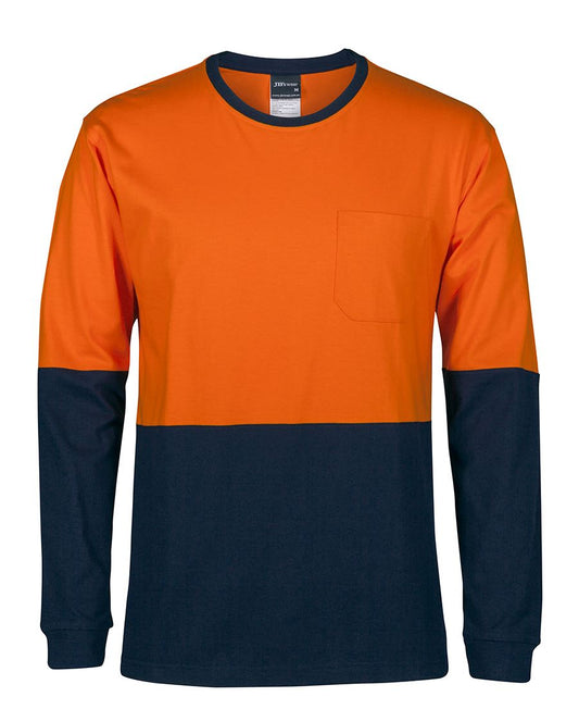 JB's Wear HI VIS L/S CREW NECK COTTON T-SHIRT 6HVTN - Icon Tshirts