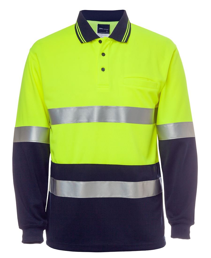 JB's Wear Hi Vis L/S (D+N) Cotton Back Polo 6HMCB - Icon Tshirts