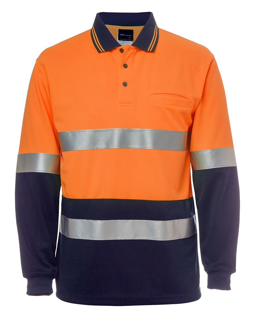 JB's Wear Hi Vis L/S (D+N) Cotton Back Polo 6HMCB - Icon Tshirts