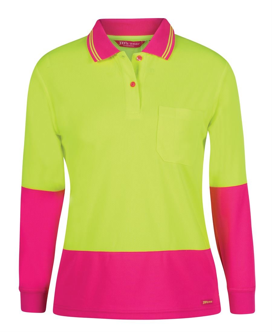 JB's Wear Ladies Hi Vis L/S Comfort Polo 6LHCL - Icon Tshirts