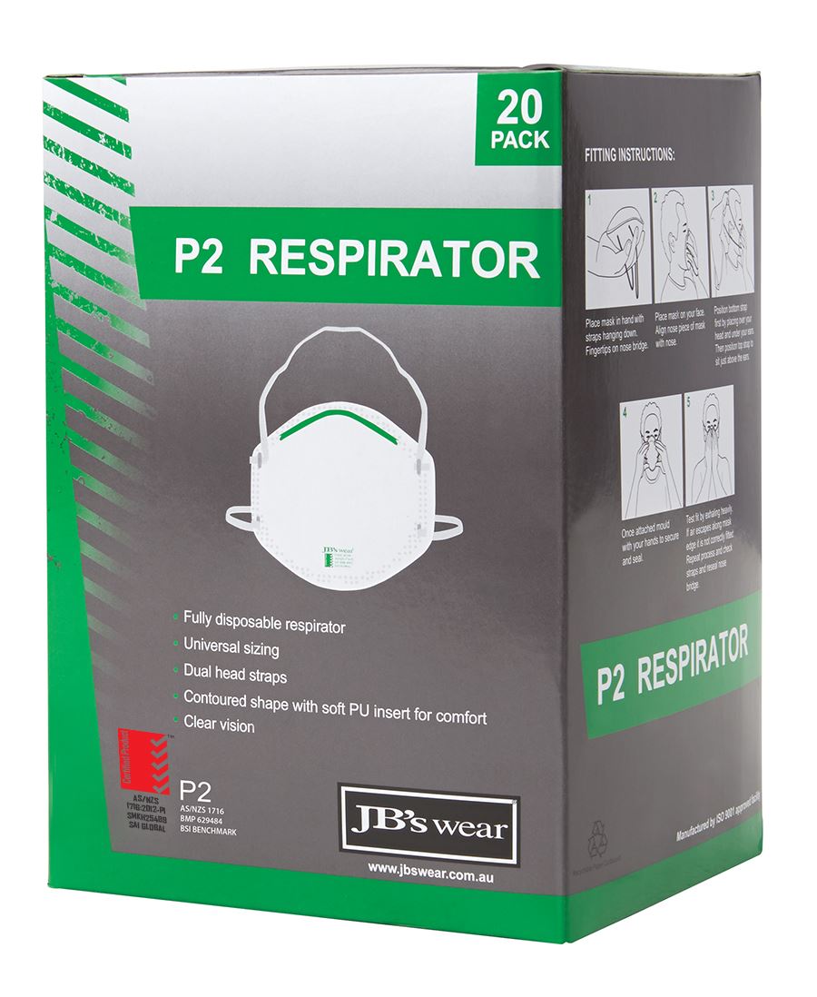 JB's Wear P2 RESPIRATOR (20PC) 8C100 - Icon Tshirts