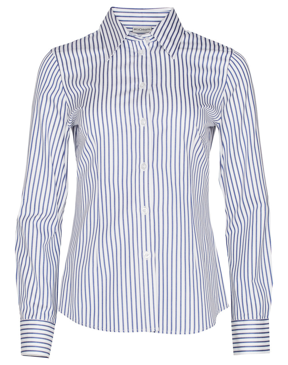 Benchmark M8310L Ladies' Executive Sateen Stripe Long Sleeve Shirt