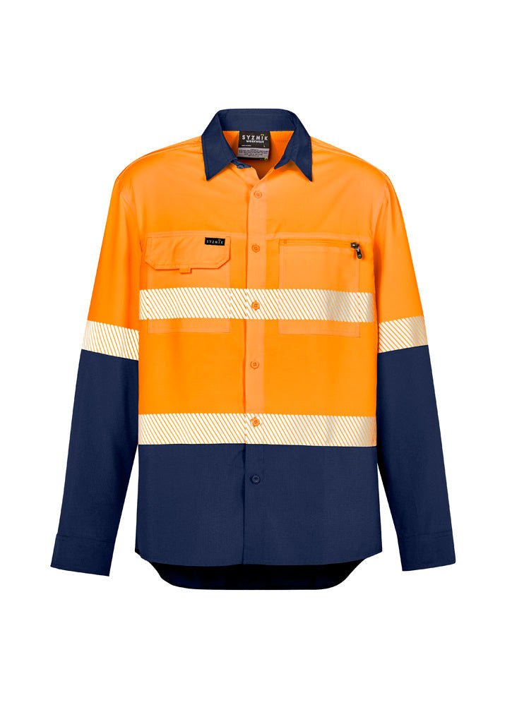 Syzmik Mens Hi Vis Outdoor Segmented Tape L/S Shirt ZW470 - Icon Tshirts