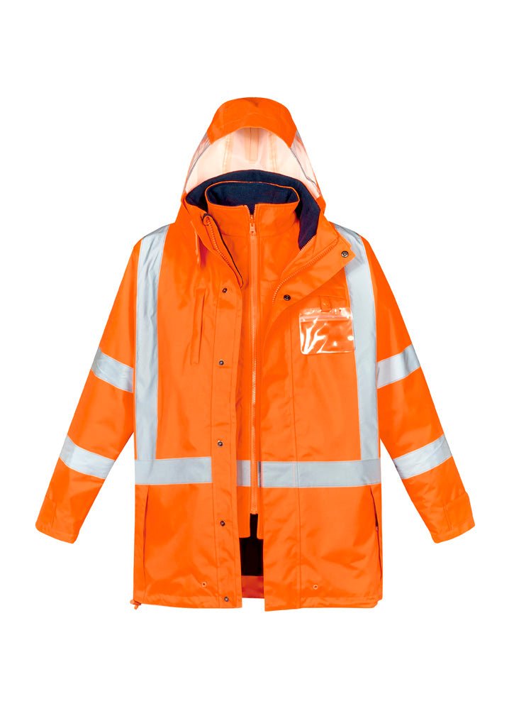 Syzmik Mens Hi Vis X Back Taped 4 in 1 Waterproof Jacket ZJ616 - Icon Tshirts