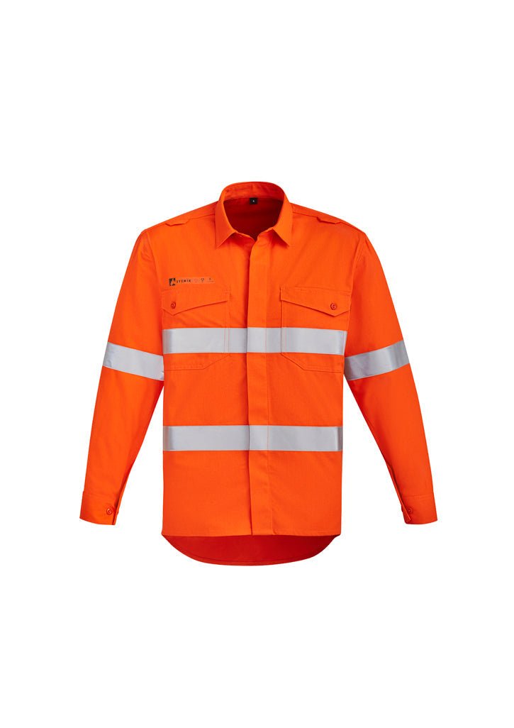 Syzmik Mens Orange Flame HRC 2 Hoop Taped Open Front Spliced Shirt ZW145 - Icon Tshirts