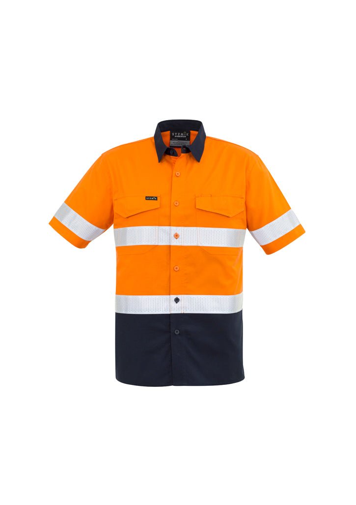 Syzmik Mens Rugged Cooling Taped Hi Vis Spliced S/S Shirt ZW835 - Icon Tshirts
