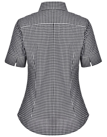 Benchmark M8300S Ladies’ Gingham Check Short Sleeve Shirt