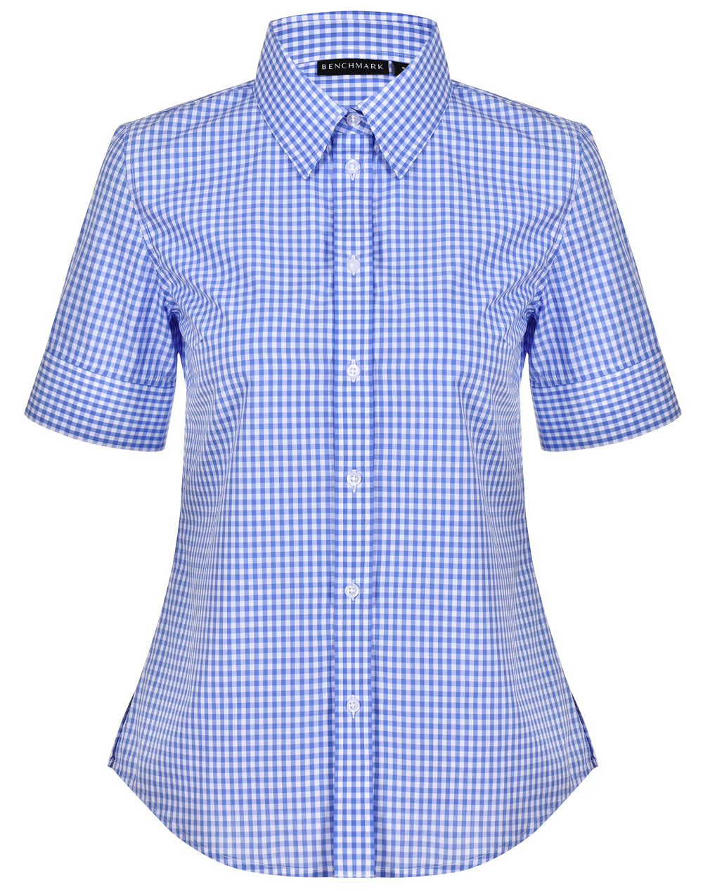 Benchmark M8300S Ladies’ Gingham Check Short Sleeve Shirt