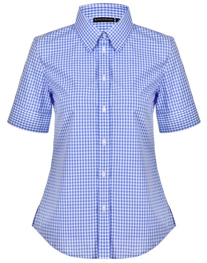 Benchmark M8300S Ladies’ Gingham Check Short Sleeve Shirt