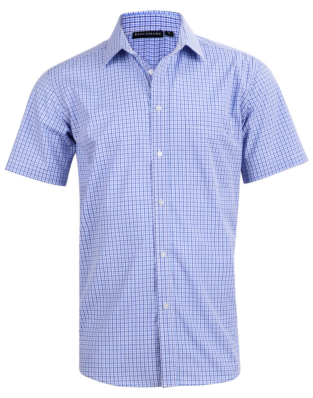 Benchmark M7320S Men’s Multi-Tone Check Short Sleeve Shirt - Icon Tshirts