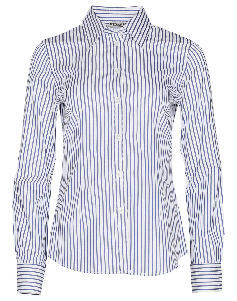 Benchmark M8310L Ladies' Executive Sateen Stripe Long Sleeve Shirt - Icon Tshirts