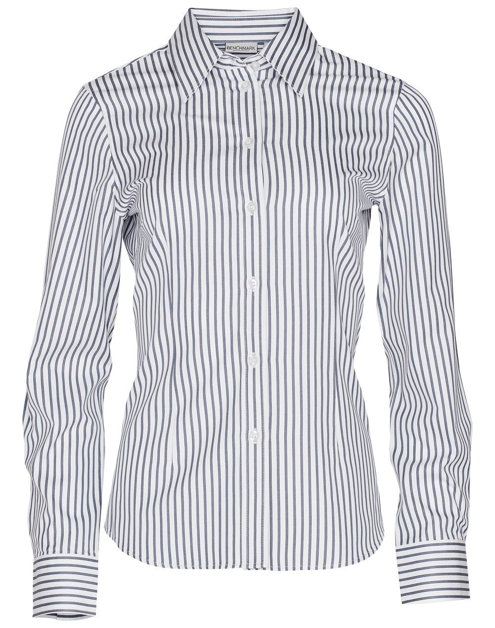 Benchmark M8310L Ladies' Executive Sateen Stripe Long Sleeve Shirt - Icon Tshirts