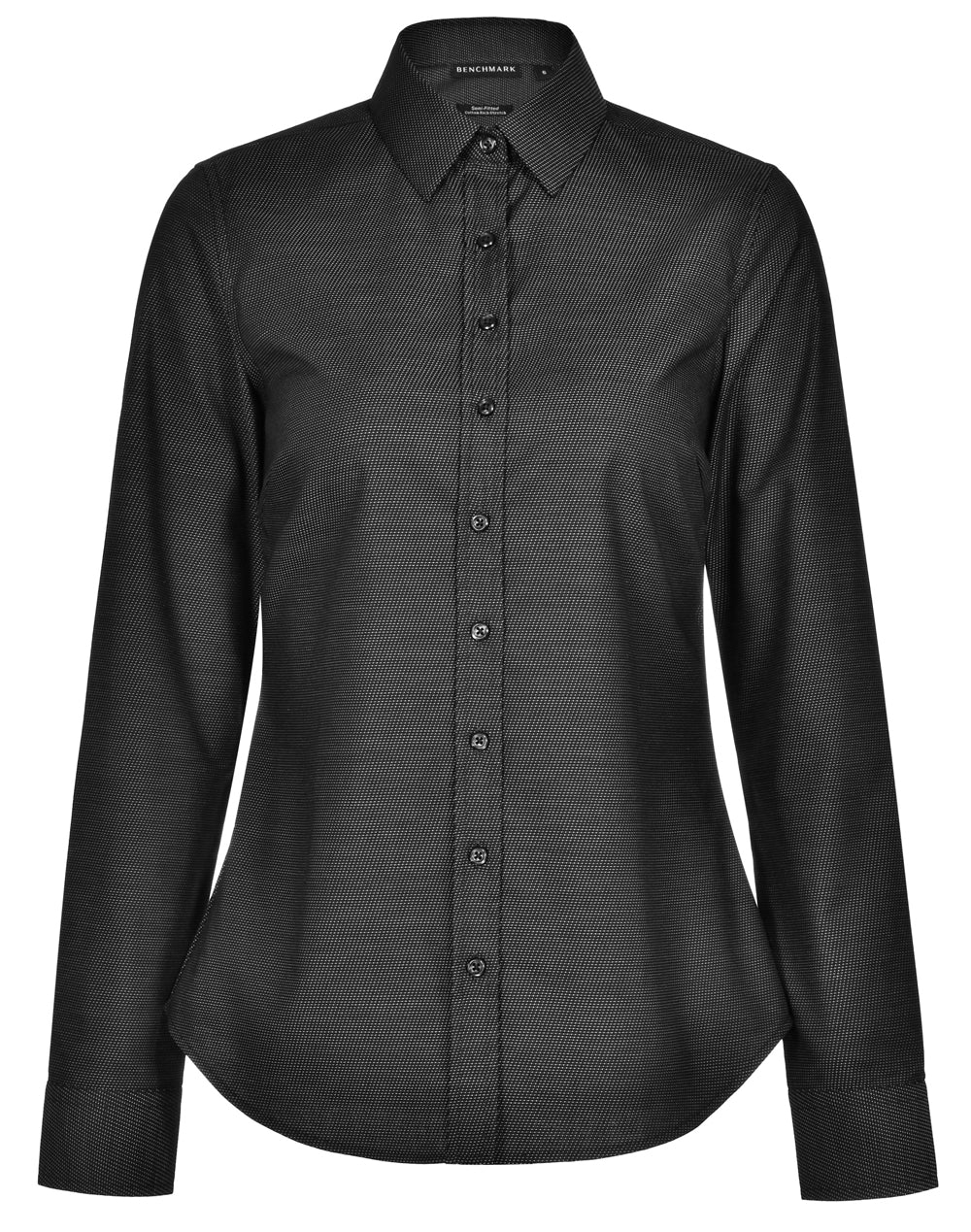 Benchmark M8400L ASCOT LADIES LONG SLEEVE DOT JACQUARD STRETCH SHIRT - Icon Tshirts