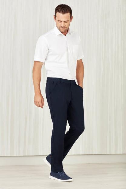 BIZ CARE MENS COMFORT WAIST FLAT FRONT PANT CL958ML - Icon Tshirts