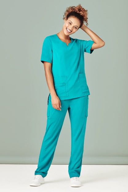 Biz Care Womens Avery Tailored Fit Round Neck Scrub Top CST942LS - Icon Tshirts
