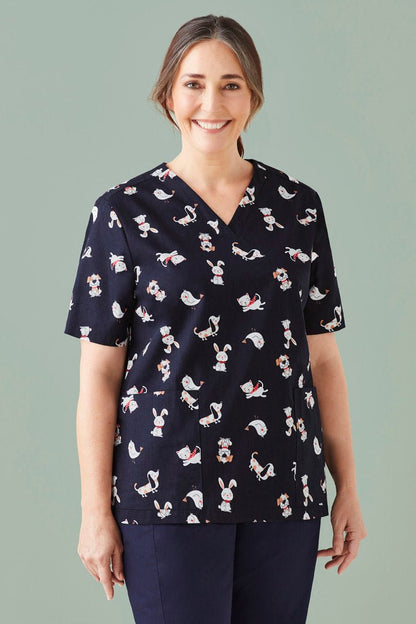 BIZ CARE WOMENS BEST FRIENDS SCRUB TOP CST147LS - Icon Tshirts