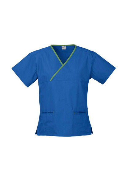 Biz care Womens Contrast Crossover Scrub Top H10722 - Icon Tshirts