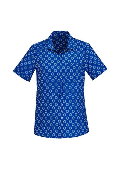 BIZ CARE WOMENS FLORENCE DAISY PRINT SHORT SLEEVE SHIRT CS948LS - Icon Tshirts