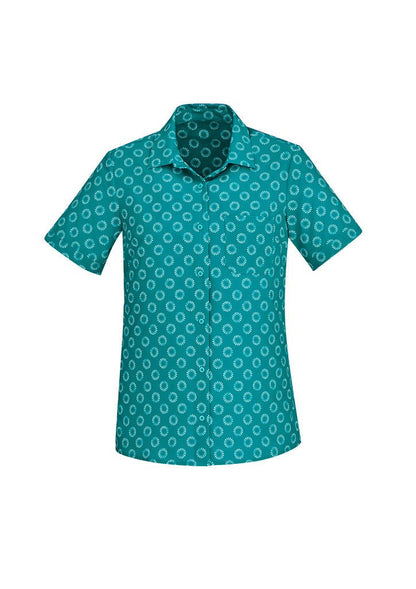 BIZ CARE WOMENS FLORENCE DAISY PRINT SHORT SLEEVE SHIRT CS948LS - Icon Tshirts
