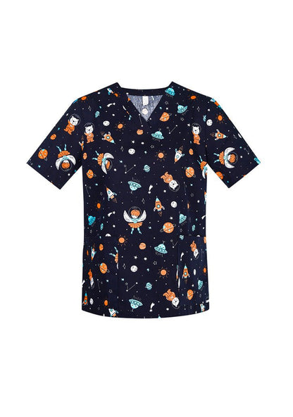 BIZ CARE WOMENS SPACE PARTY SCRUB TOP CST148LS - Icon Tshirts