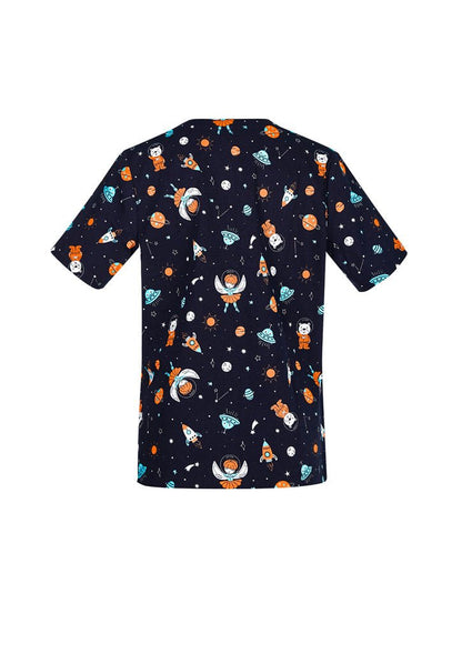 BIZ CARE WOMENS SPACE PARTY SCRUB TOP CST148LS - Icon Tshirts