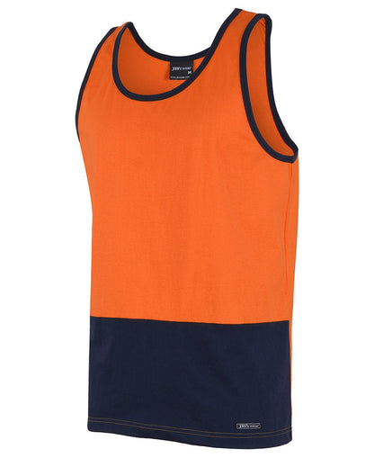 JB'S WEAR 6HTCS HI VIS COTTON SINGLET - Icon Tshirts