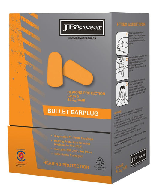 JB's Wear BULLET SHAPED EARPLUG (200 PAIR) 8P050 - Icon Tshirts