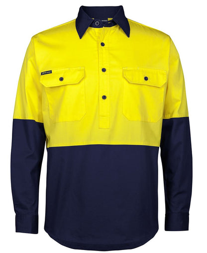 JB's Wear HI VIS CLOSE FRONT L/S 150G WORK SHIRT 6HVCS - Icon Tshirts