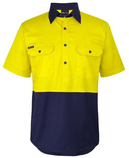 JB's Wear HI VIS CLOSE FRONT S/S 150G WORK SHIRT 6HVCW - Icon Tshirts