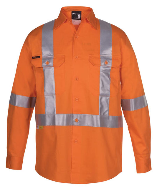 JB's Wear Hi Vis (D+N) L/S 150G Cross Back Tape Shirt 6DCBL - Icon Tshirts