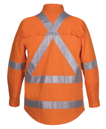JB's Wear Hi Vis (D+N) L/S 150G Cross Back Tape Shirt 6DCBL - Icon Tshirts