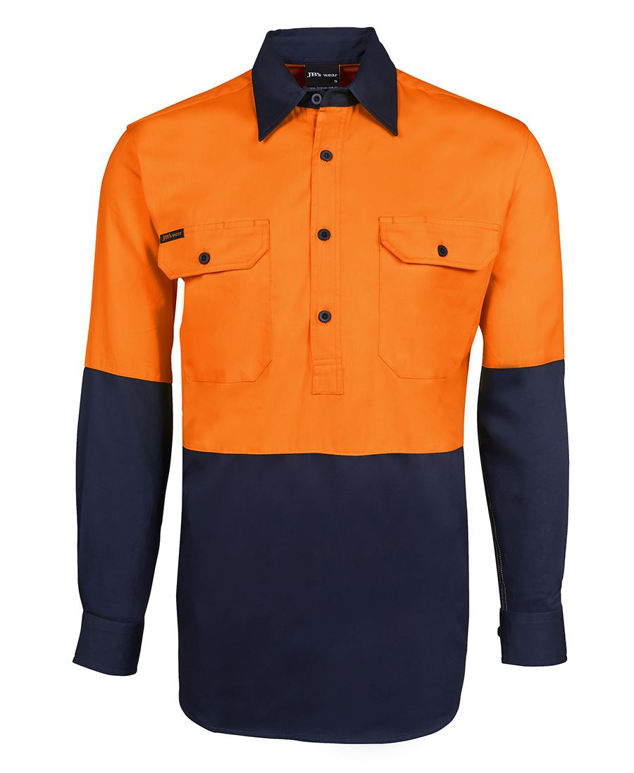 JB's Wear Hi Vis L/S 190g Close Front Shirt 6HVCF - Icon Tshirts